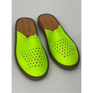Rosa Mosa Diamond Slide Sandal Mule Women 11 US‎ 41 EU Lime Green Neon Leather